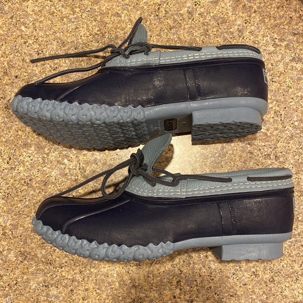 L. L. Bean Blue Leather and Rubber Moccasins Short Boots FM Rain Duck Boots - Picture 6 of 17